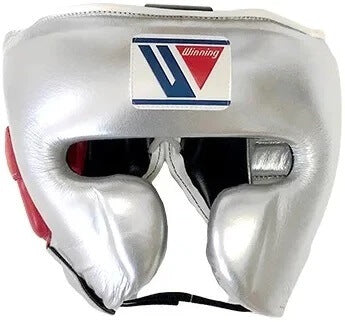 Winning Silver/Red Boxing Headgear Premium Sparring Protection