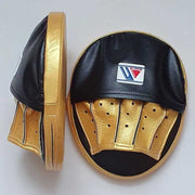 Winning Black/Gold Leather Punching Mitts Classic Training Mitts