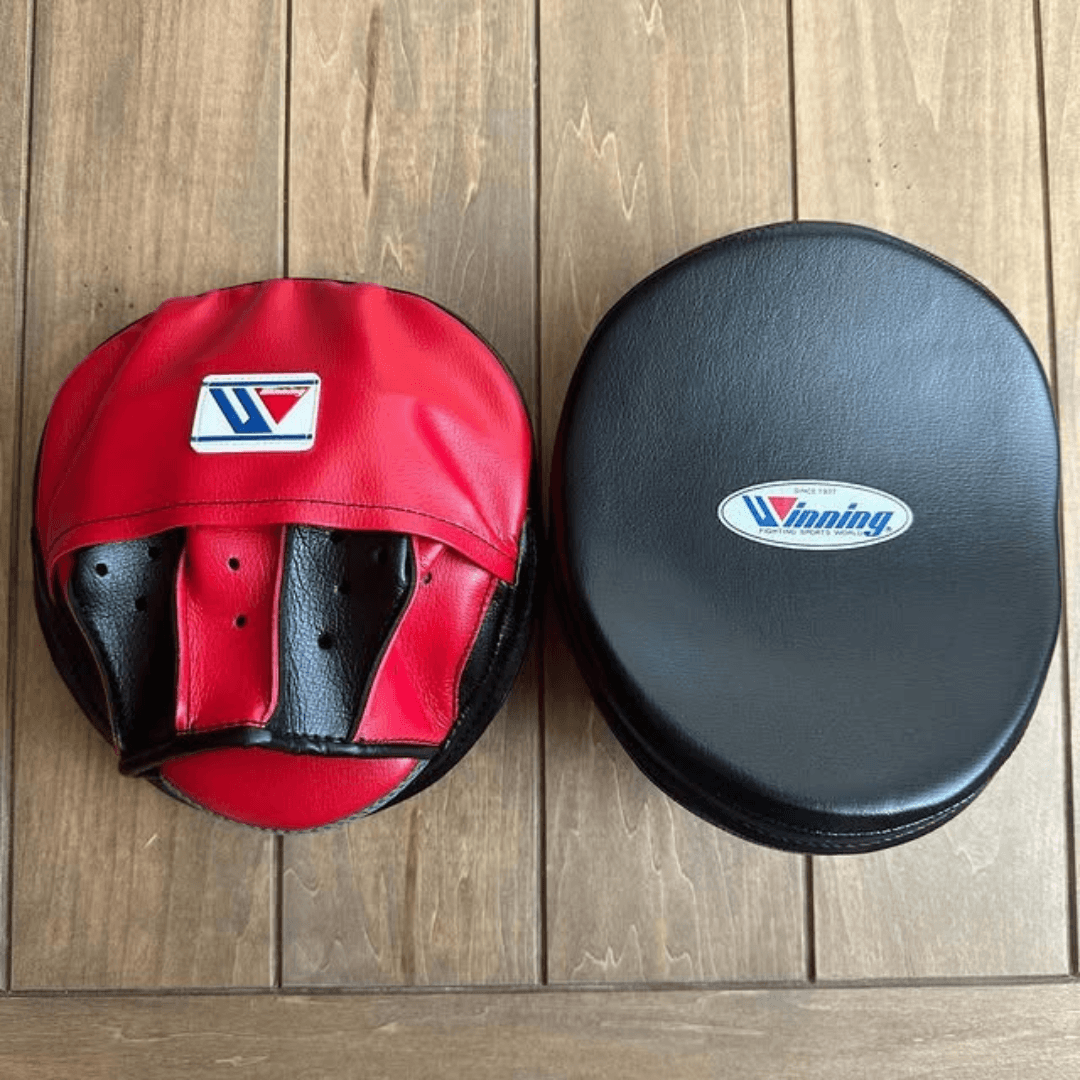 Winning Black/Red Leather Punching Mitts Classic Training Mitts