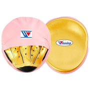 Winning Punching Mitts Pink/Gold Training Focus Mitts Leather Pair