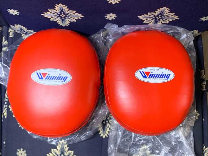 Winning Red Punching Mitts Premium Heavy Duty Training Mitts Back View