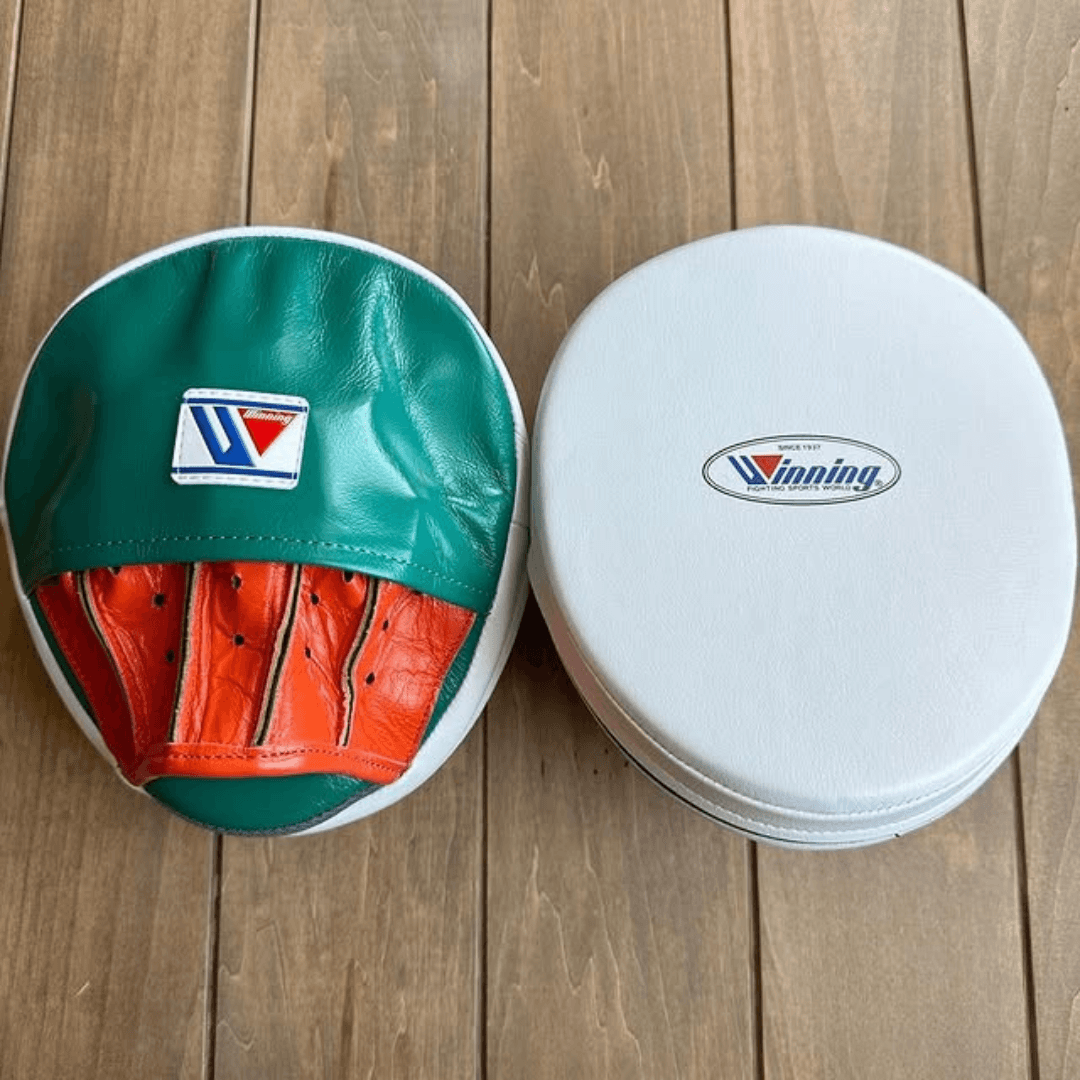 Winning White/Green/Orange Punching Mitts Durable Focus Mitts Pair