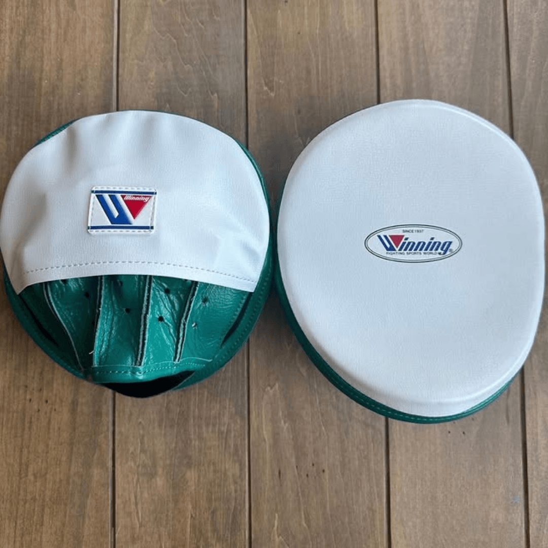 Winning White/Green/Black Leather Punching Mitts Classic Design Pair