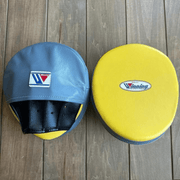 Winning Yellow/Grey/Black Leather Punching Mitts Custom Training Mitts