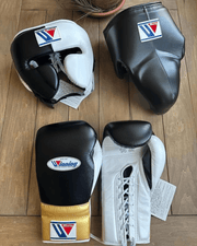 Winning Black/White/Gold Boxing Set Custom Training Gloves Bundle