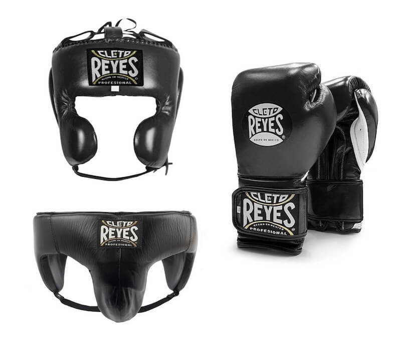 Cleto Reyes Boxing Set Leather Gloves Black/White Lace Training Equipment