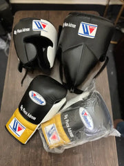 Winning Black/Yellow/White Boxing Set Custom Training Gloves Bundle