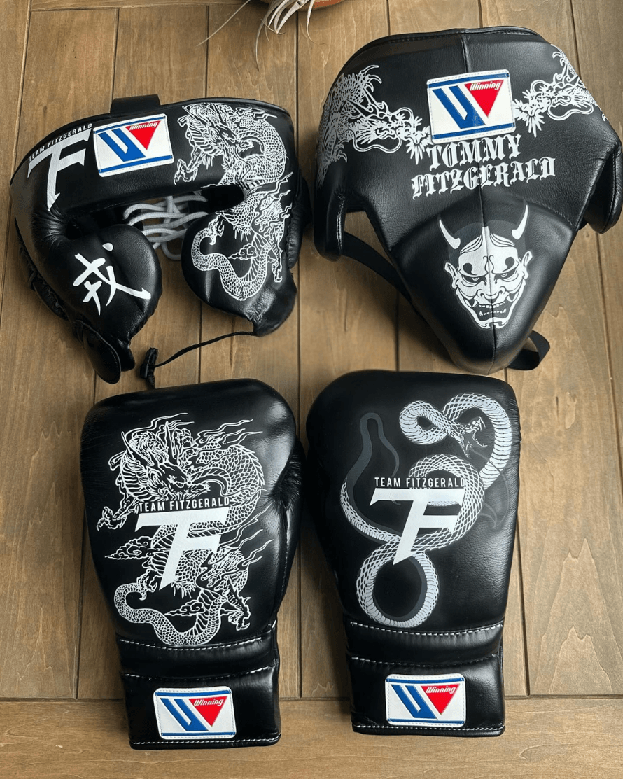 Winning Black Boxing Set Premium Training Gloves Kit