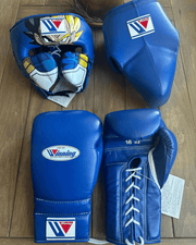 Winning Boxing Set Blue 14oz Gloves with Headguard Training Kit