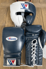 Winning Dark-Blue/White Boxing Set Custom Training Gloves Bundle