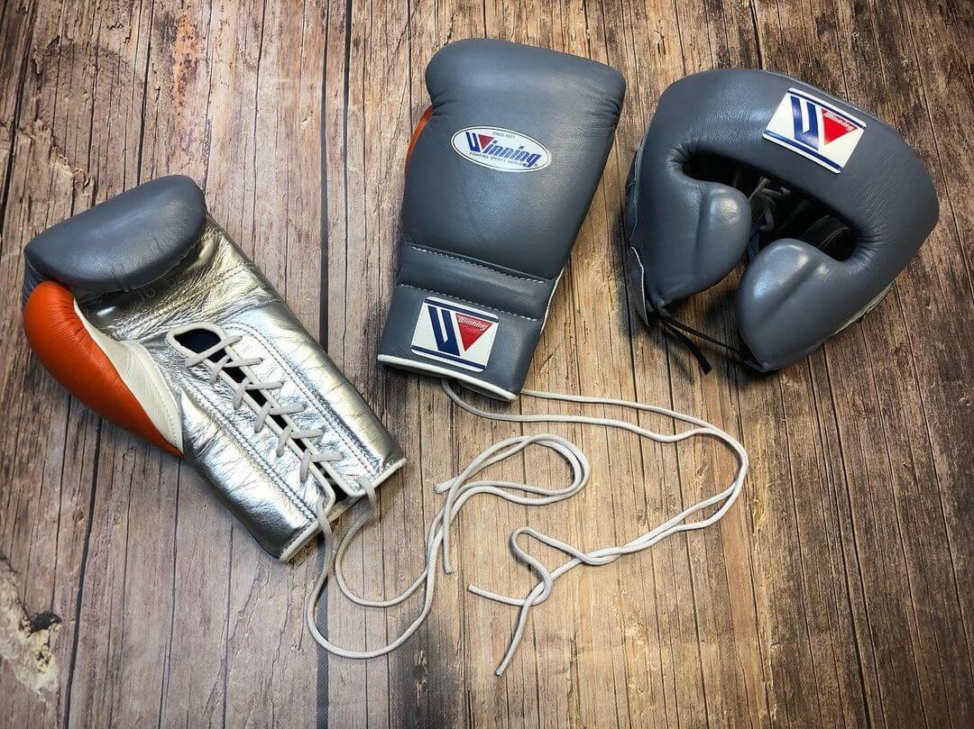Winning Sparring Boxing Set Grey/Silver/Orange Complete Gear Bundle