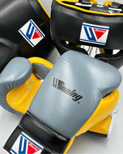 Winning Grey/Yellow/Black Boxing Set Premium Training Gloves Kit
