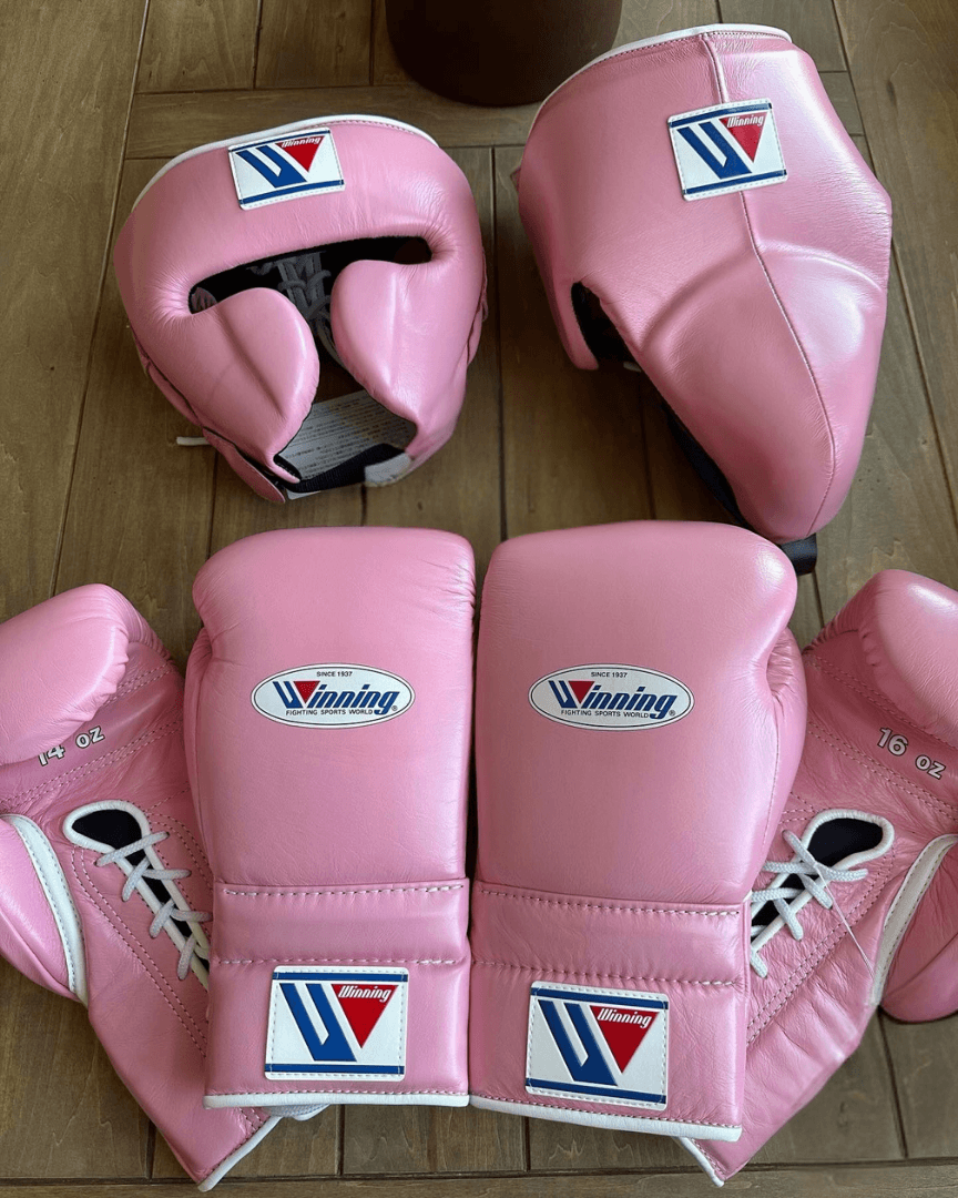 Winning Leather Boxing Set Pink Gym Training 
