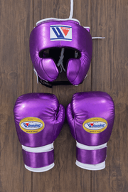 Winning Full Gear Boxing Set Purple/White 14oz Gloves Training Pack