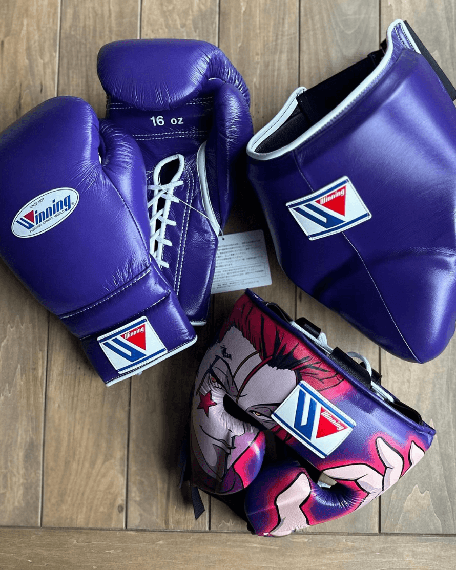 Winning Boxing Gloves Set Purple Heavy Duty Training Collection