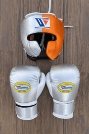 Winning Silver/Orange Boxing Set 14oz Gloves Full Gear Pack