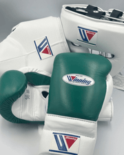 Winning Full Gear Boxing Set White/Green 14oz Gloves Training Pack
