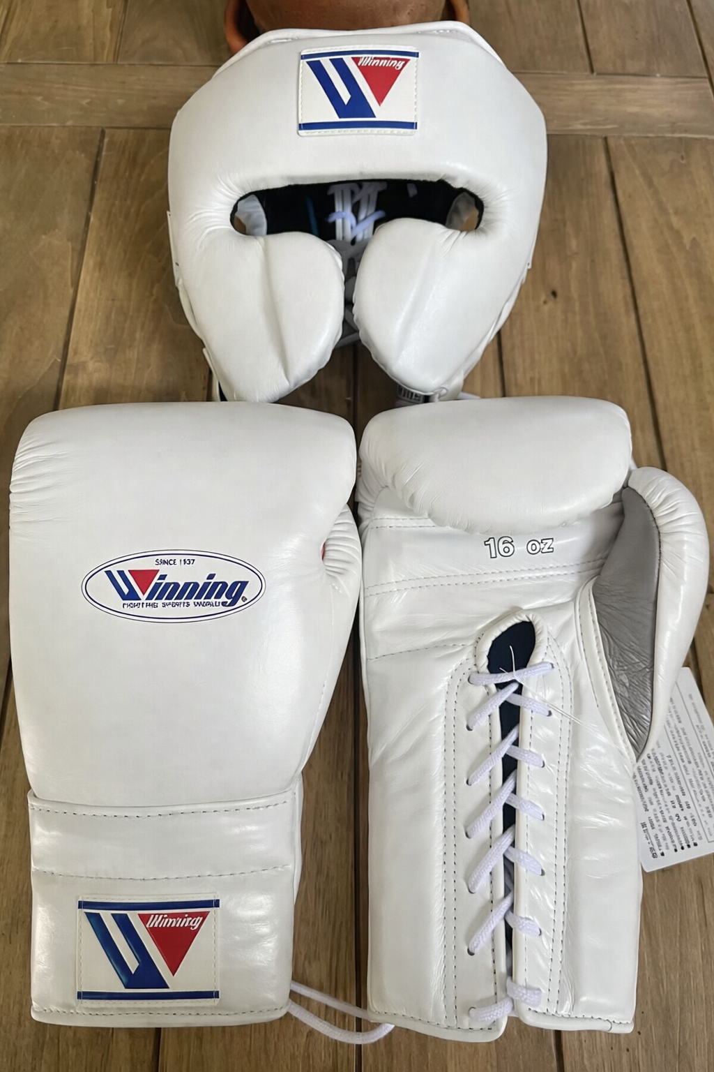 Winning Sparring Boxing Set White/Grey Complete Gear Bundle