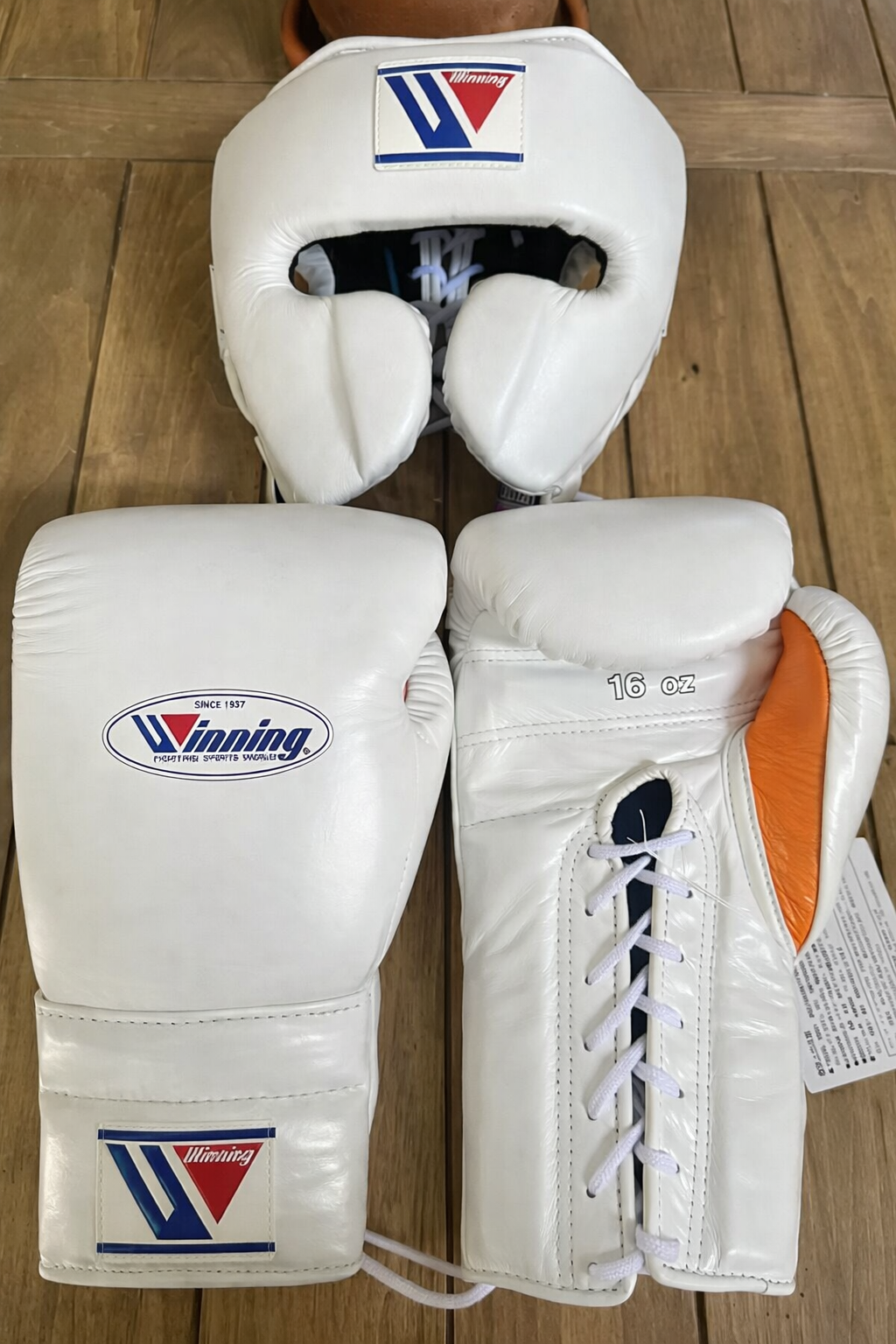 Winning Training Gloves Set White/Orange Customizable Bundle