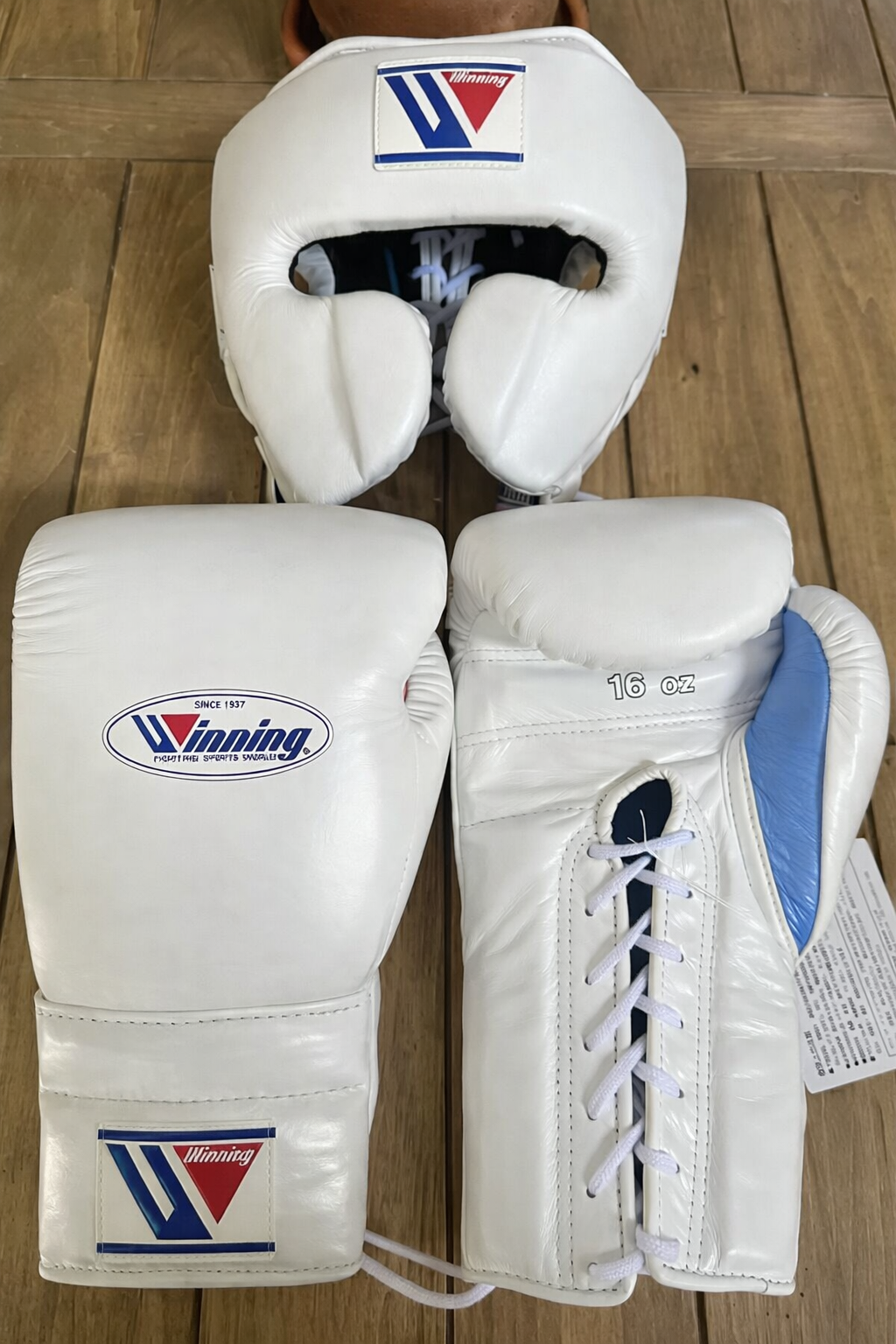 Affordable Winning Heavy Duty Gloves Set White/Sky-Blue Gym Collection