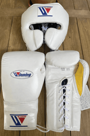 Winning Boxing Gloves Set White/Yellow  Heavy Duty Training Collection