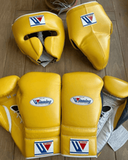 Winning Yellow/Silver/Green Boxing Set Fitness Training Gloves Headguard