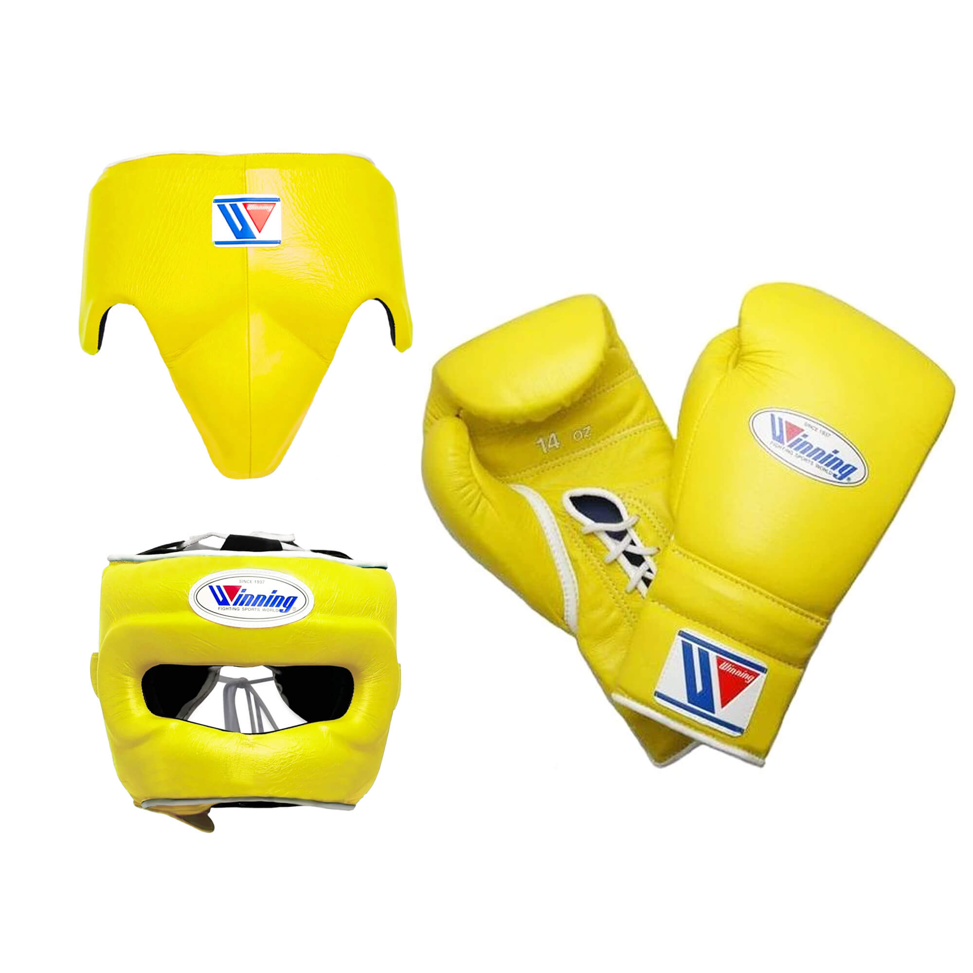 Winning Yellow Boxing Set Lace-Up Gloves Training Bundle