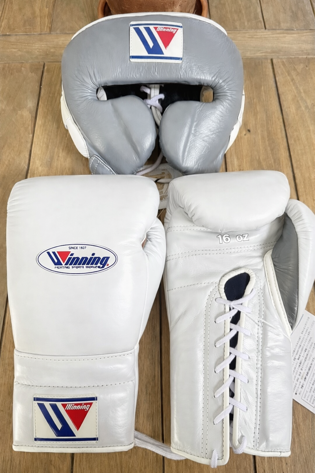 Customizable Winning Style Boxing Gloves Set Grey/White