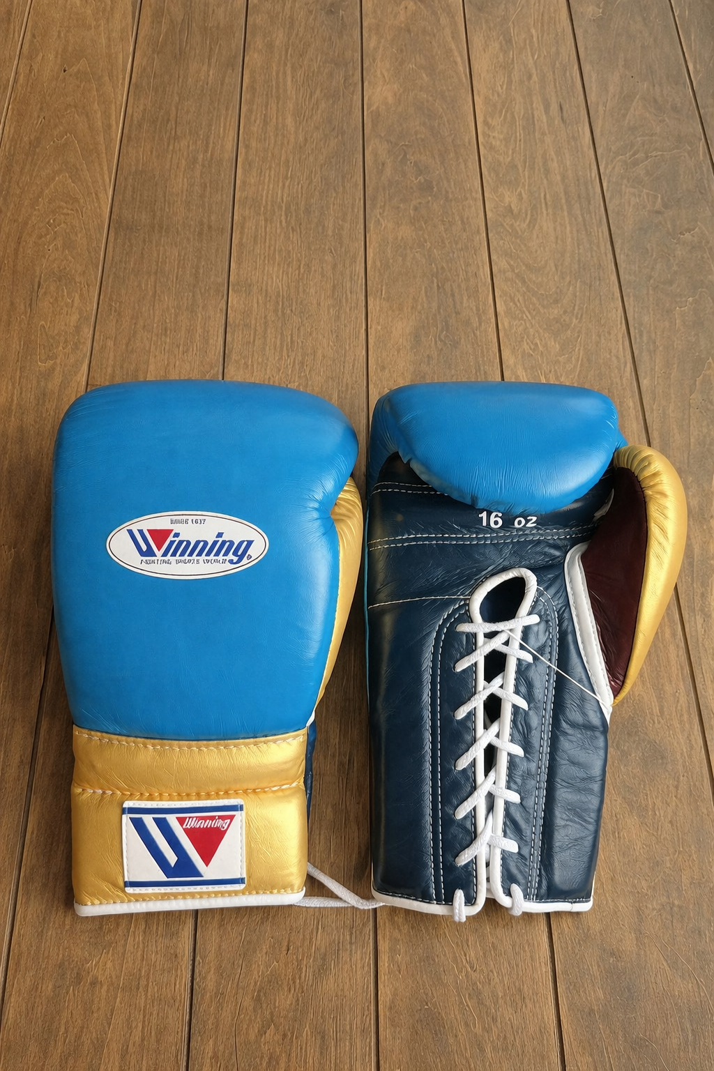 winning boxing gloves blue/dark-blue/gold custom name boxing training gloves