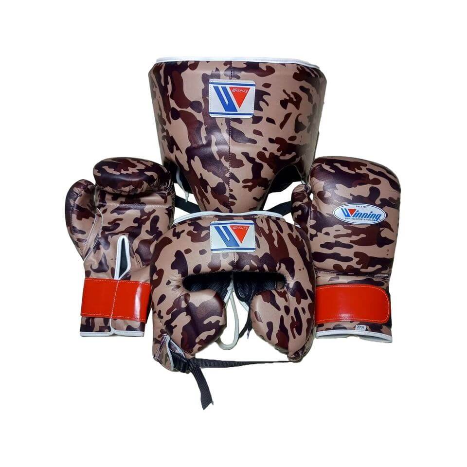 Winning Brown/Orange Boxing Set Heavy Duty Gloves Training Collection