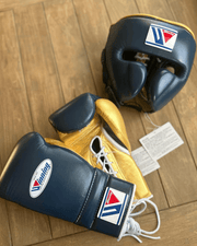 Winning Complete Boxing Set Dark-Blue/Gold Gloves Headguard Training Bundle