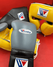 Winning Leather Boxing Set Grey/Yellow/Black Gym Training Kit