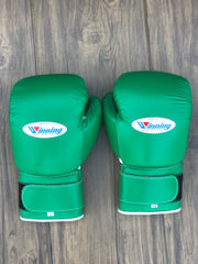 Winning green boxing gloves velcro back view custom training gloves for boxing