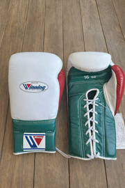Winning boxing gloves white/green/orange high quality lace up boxing gloves