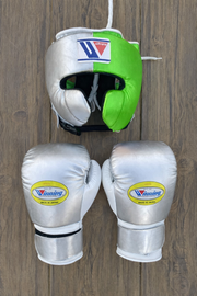 Affordable Winning Leather Gloves Set Silver/Parrot Beginner Bundle
