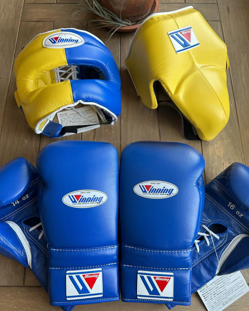 Winning Budget Leather Gloves Set Yellow/Blue Durable Gym Bundle
