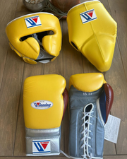 Budget Custom Winning Boxing Gloves Set Yellow/Grey/Brown Daily Training Kit