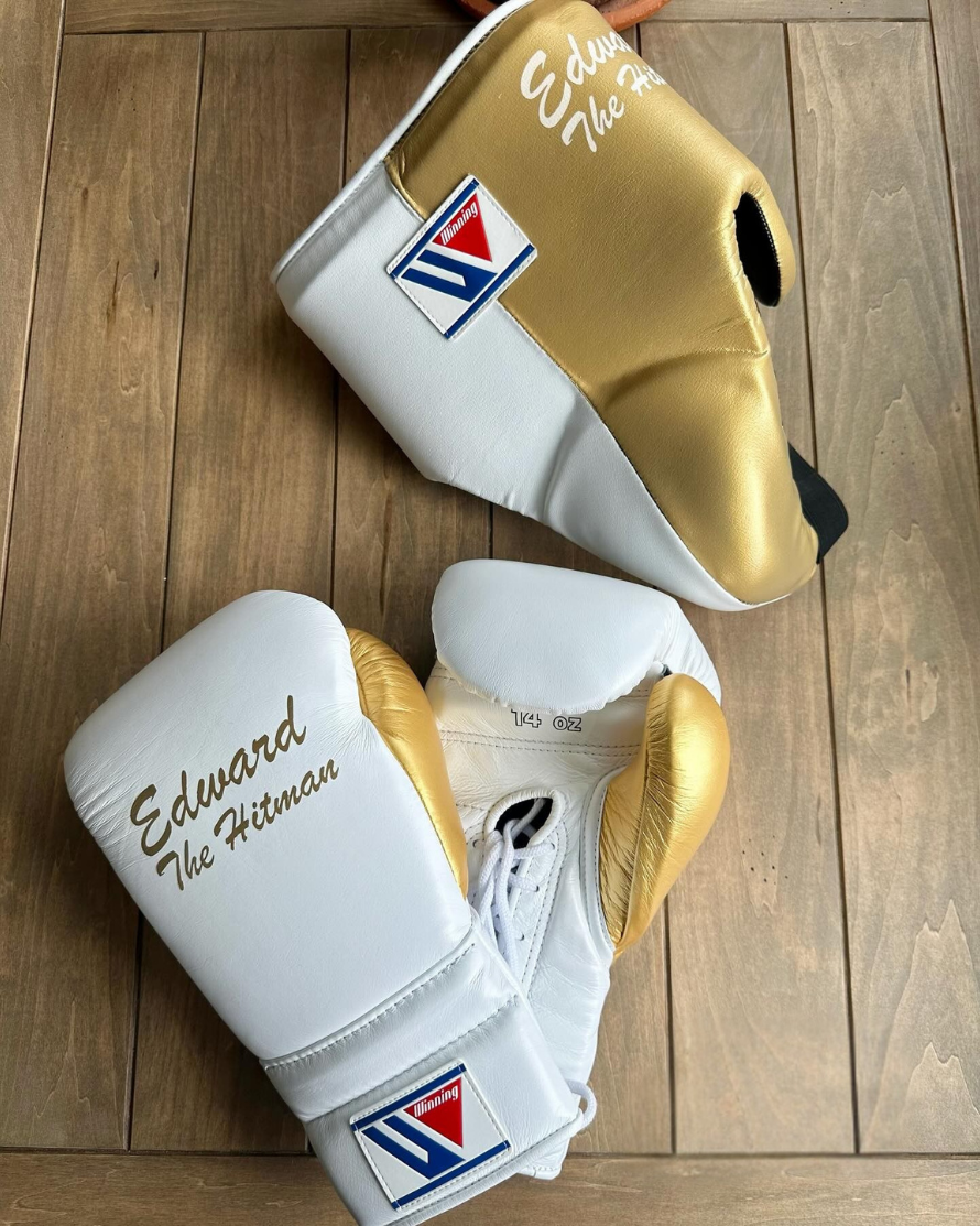 Value Winning Boxing Gloves Set White/Gold Lace-Up Training Pack
