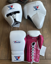 Heavy Duty Winning Boxing Gloves Set White/Pink Customizable