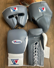 Affordable Winning Full Gloves Set Grey/White with Headguard