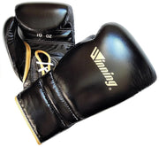 Winning Black/Gold Boxing Gloves Premium Leather Training Pair