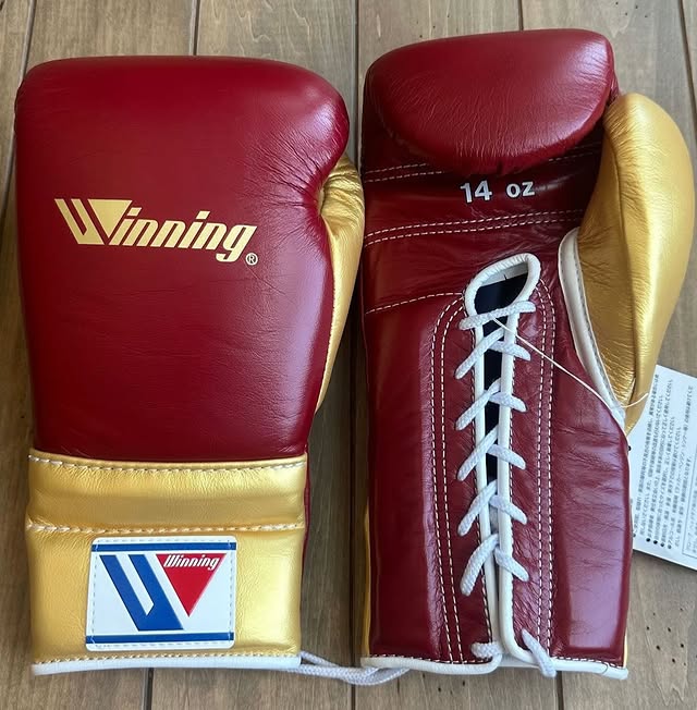 Winning Maroon/Gold Leather Boxing Gloves Custom Fit Training