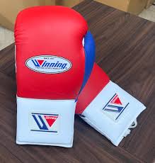 Winning Red/White/Blue Leather Boxing Gloves Back View
