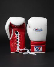Winning Boxing Gloves White/Red Curved Leather Gloves for MMA Training