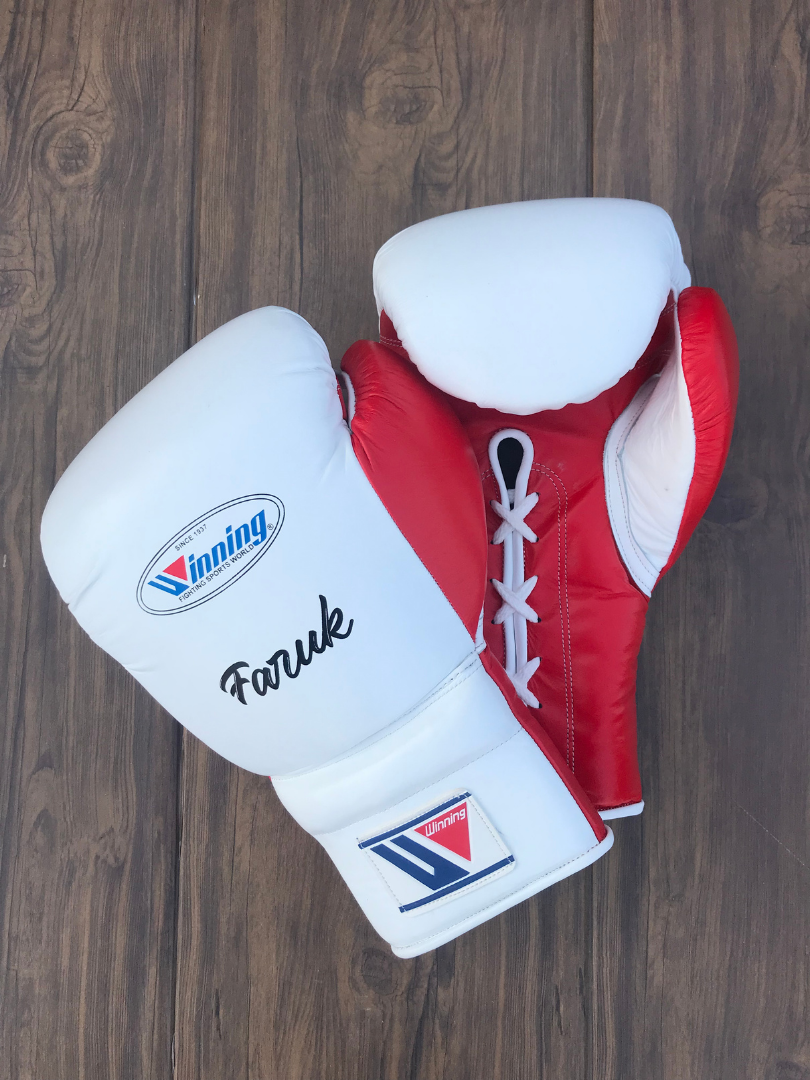 Winning White/Red Boxing Gloves Beginner Friendly Training Gloves