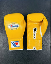 Winning Boxing Gloves Yellow Leather Gloves for Pad Work