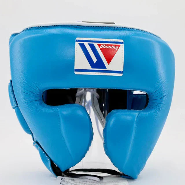 Winning Boxing Headguard Sky-Blue Leather Head Guard for Training
