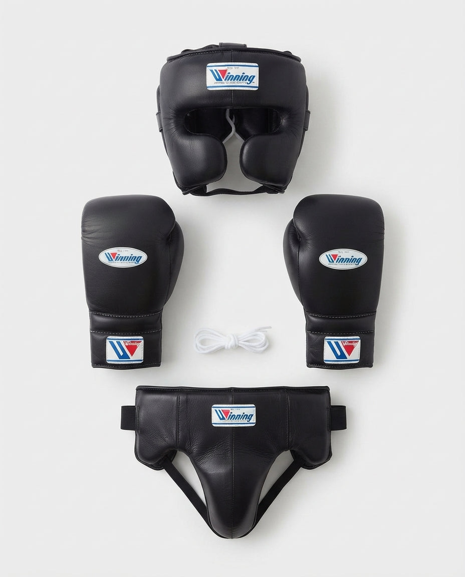Winning Boxing Sets Black Leather Boxing Set for Heavy Bag Work