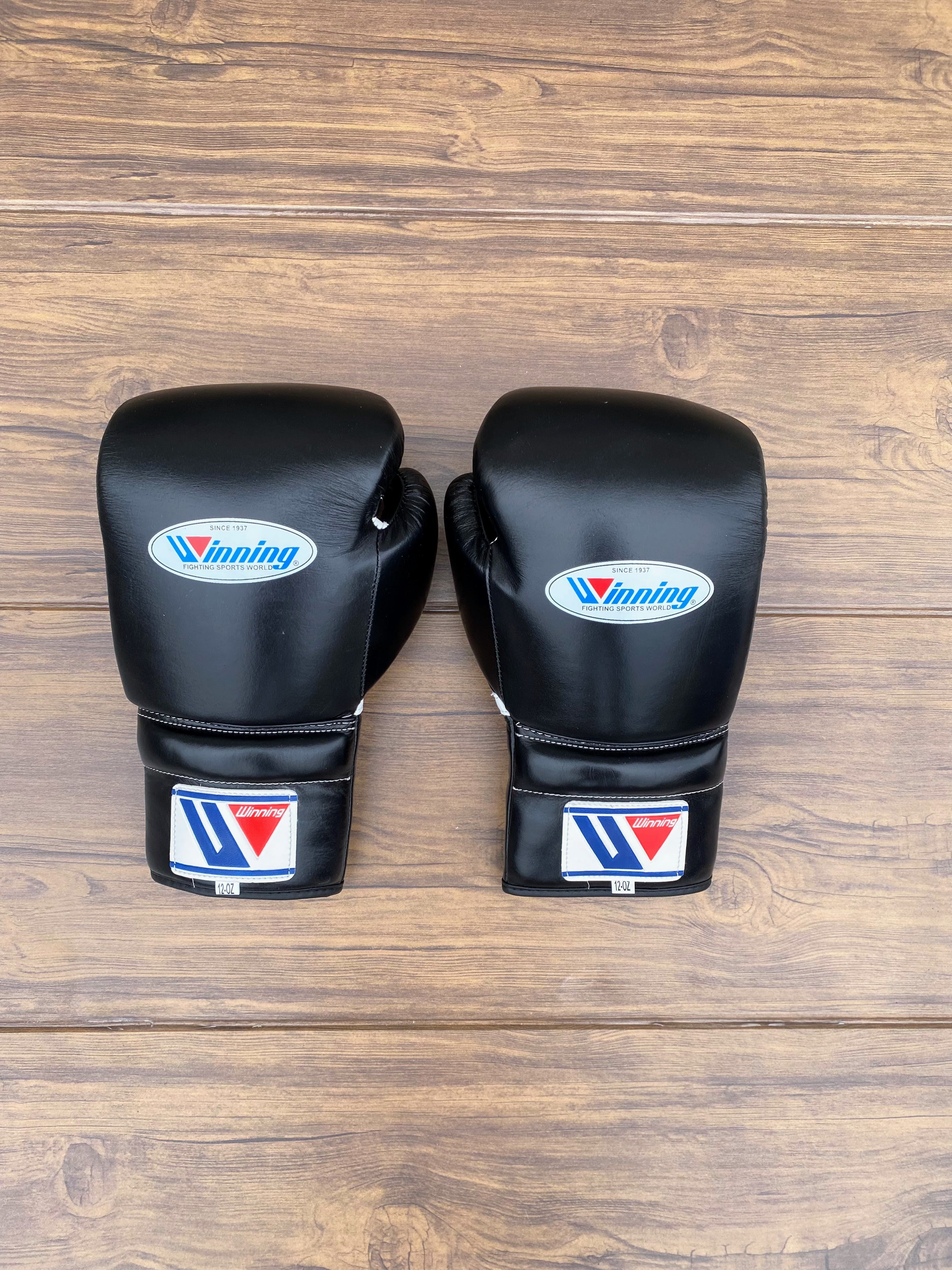 Winning Boxing Set Black Gym Training Gloves Back View