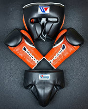 Winning Boxing Sets Black/Orange Leather Gloves and Mitts for Training